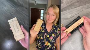 Wooden Cleaning Finger Nail Scrub Brush for Polishing Fingernails Toenails Double-Sided Nail Brushes for Cleaning Fingernails - Nail Brush for Mani & Pedi Under Nail Cleaning (Beechwood)