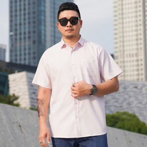 【L-10XL】175KG Can Wear Large Fat Oversize Big Plus Size Mens Solid Color Short Sleeve Shirt Summer Thin Business Casual Loose Elastic Pure Color Professional Shirts