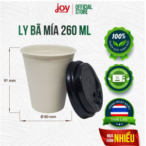 50 ly bã mía Gracz 260ml ly dùng 1 lần đựng coffee nóng trà đá nước suối + Nắp Nhựa L051