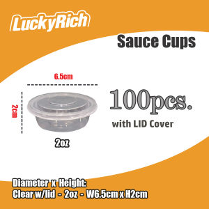 LuckyRich - Sauce Cups 2oz 100pcs per pack clear sauce cups with lids