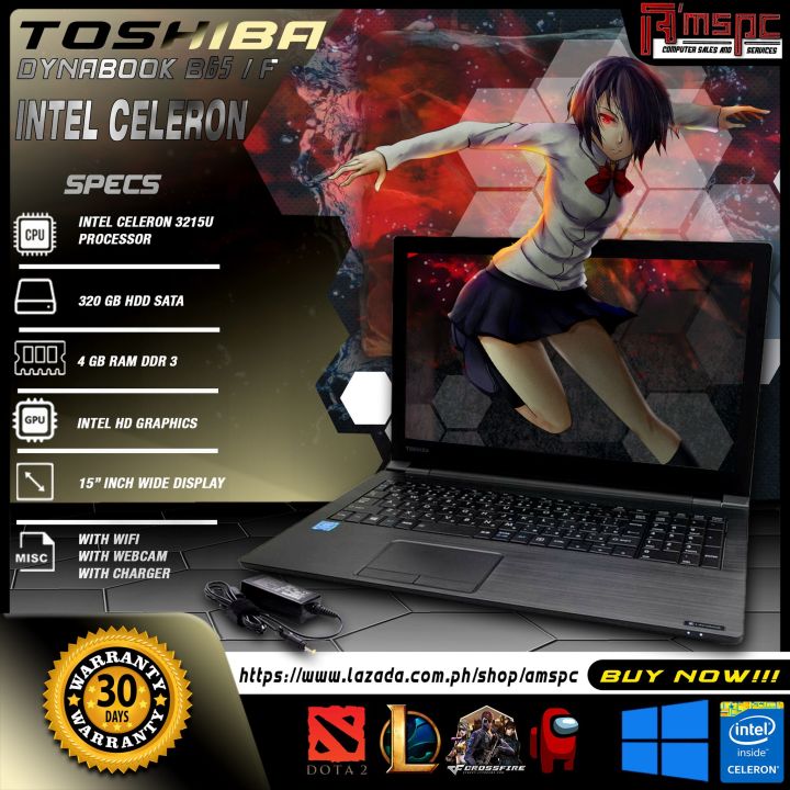 TOSHIBA DYNABOOK B65/F | INTEL CELERON PROCESSOR | 320GB HDD | 4GB