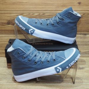 Sepatu Sneakers New Design Pria Petir High Tinggi Abu Grey