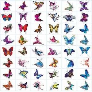 LINSBAYWU 5/10/20/30/50 pcs Rose/ Butterfly Pattern Temporary Tattoo Stickers Waterproof 3D Texture Butterfly Tattoo Stickers Body Art Long-lasting Flower Tattoo Stickers Leg/ Arm/ Hand/Foot