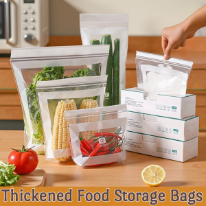 Long Thick Double Rib Fresh-keeping Sealed Bag Food Grade Transparent Self-Sealing Packaging Storage Plastic Bag
