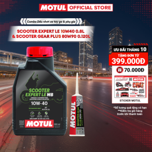 Combo Dầu nhớt xe tay ga MOTUL SCOOTER EXPERT LE 10W40 0.8L và Dầu hộp số xe tay ga MOTUL SCOOTER GEAR PLUS 80W90 0.120L