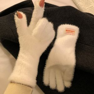 ANANAA Lông cừu mink Găng tay nhung mùa đông Mềm mại và dày dặn Ấm áp Găng tay đan tiếng Hàn Găng tay đầy đủ ngón tay Phụ kiện mùa đông