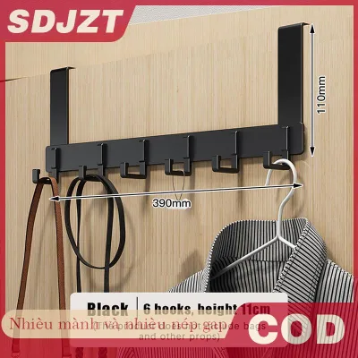 SDJZT Móc trên cửa 6 móc quần áo áo mũ khăn treo nhà phòng tắm tổ chức Giá giữ cửa treo nhanh chóng cài đặt