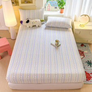 Crayon Shin-chan Kitty Fitted Bedsheet Soft Plaid Mattress Protector Super Single/Queen/King/Super King Elastic Sheets