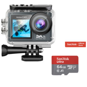 (รับประกัน 1 ปี) กล้องแอ็คชั่นแคม  2จอ มีระบบกันสั่นล่าสุด 5k 30fps 24MP Action Camera นําเข้าจากประเทศเยอรมนี เลนส์ Sony EIS Stabilization Underwater 40M Waterproof Sport Camera