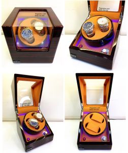 BH 02 NĂM - Hộp Đồng Hồ Cơ Tự Xoay 2 Ngăn ACBOW Lót Nỉ Nhung - Màu Vàng Nâu