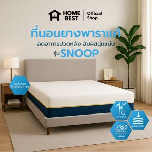 HomeBest [อัดสุญญากาศ] ที่นอนยางพาราแท้ รุ่น SNOOP สัมผัสนุ่มสบาย รองรับสรีระร่างกายได้ดี ลดอาการปวดหลัง