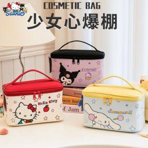Sanrio Cosmetic Bag Hello Kitty Large Storage Bag Kuromi High-value Portable Travel Bag Cinnamoroll Cartoon Handbag Girls Gifts