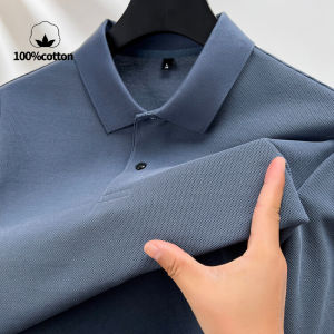 100% Cotton Polo Shirt-Summer Fashion Casual Long Sleeve Breathable Lapels T-shirt 10 Colors Mens Perfect for Golf & Sports
