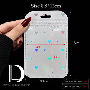 (250cái) Túi zip trắng tim bao bì đóng gói trang sức phụ kiện nail mi mỹ phẩm túi zip 1 mặt trong Duy Linh Shop…