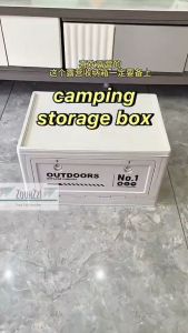 Large Capacity Waterproof Foldable Camping Storage Box Stackable Car Trunk Organizer Wooden Top Side Opening Multipurpose Picnic Travel Space Saving Storage Organizer Kotak Simpanan Camping Lipat Kereta Kapasiti Besar Serbaguna 防水户外折叠收纳箱