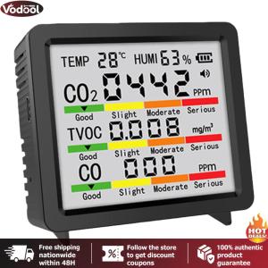 [Vodool Tool Outlet] Indoor Air Quality Monitor TVOC Temperature Humidity CO CO2 Detection Portable Real-Time Detector for Home Hotel Office Car
