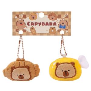 2Pcs Cartoon Capybara Plush Keychain Backpack Pendant Lightweight Key Holder Fashion Keyring Ornament for Kids and Teen