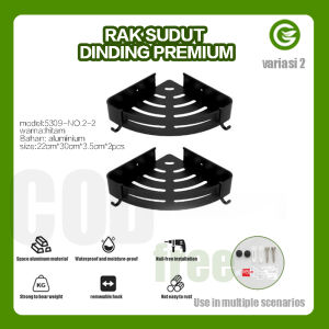FM 2024 COD / LARIS BARANG 2PCS RAK SUDUT DINDING PREMIUM FREE AKSESORIS model:5309-NO.2-2 warna:hitam Bahan: aluminium size:22cm*30cm*3.5cm*2pcs