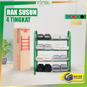 FH-C807 Rak Sepatu Sandal 4 Tingkat Penyimpanan Multifungsi Bahan Plastik / Rak Susun Portable