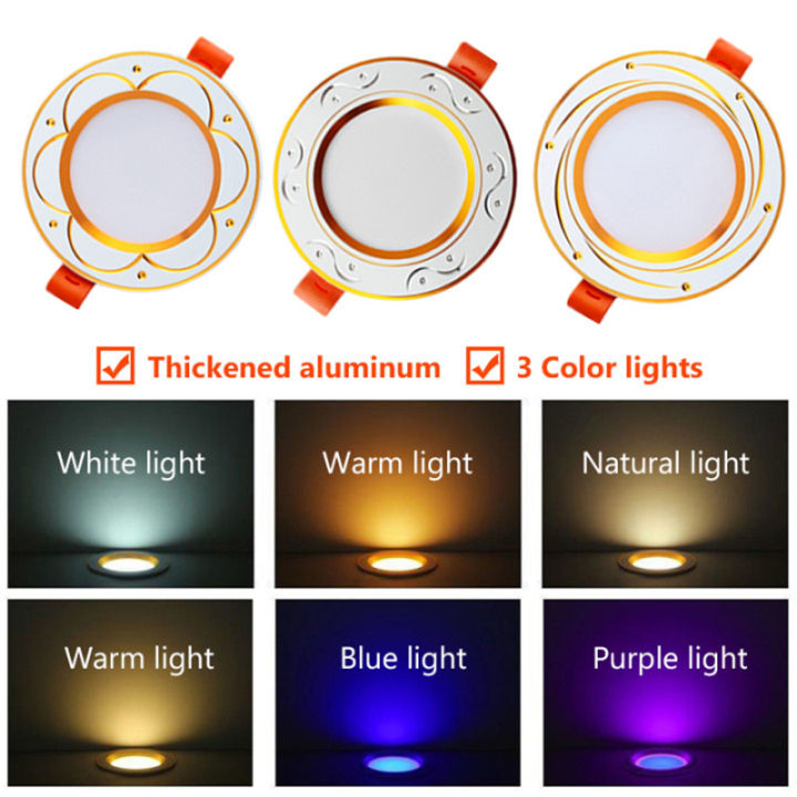 LED Downlight Recessed Pin Lights Panel Ceiling Light 3 Colors Led ...