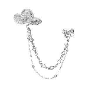 LEKGAVD Tính cách Trâm cài nơ mũ pha lê Hợp kim Phụ Kiện Quần Áo Huy hiệu zircon Tính khí Trang trí Trâm cài áo tua rua Quà tặng