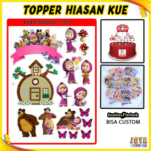 TOPPER KUE KARAKTER MASHA AND THE BEAR  TOPPER CAKE MASHA AND THE BEAR  TOPER HAPPY BIRTHDAY  HIASAN KUE KARAKTER TT411