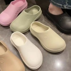 Thick-Soled Chef Shoes For Women Summer Outdoor Wear Non-Slip Height-Increasing Closed-Toe Mules Casual Versatile Fashionable Hollow Design