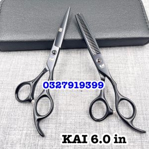 KAI Kéo Cắt Tóc Cao Cấp 6.0 Inch - Bộ Kéo Cắt Tỉa Tóc Kai 6.0 Chuyên Nghiệp Màu Đen Vàng Hồng - Thép Nhật S440C Độ Cứng Trên 62HRC - Kéo Cắt Đa Năng Cho Tiệm Tóc