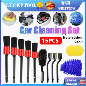 15PCS Car Cleaning Brush Set Car Detailing Brush Soft Material Auto Wash Brush Detailing Wheel Rim Detail Brushes