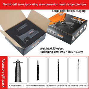 ZUOGUAN Bộ Chuyển Đổi Máy Khoan Thành Máy Cưa Điện Cầm Tay Kèm 3 lưỡi cưa Máy Khoan Điện sửa đổi Chainsaw chế biến gỗ cưa cắt cái khoan tay để cưa Đầu chuyển đổi