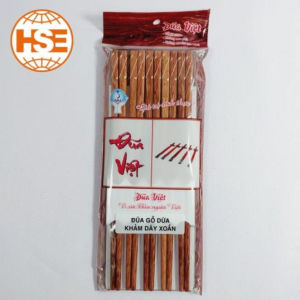 Đũa gỗ Dừa KHẢM DÂY XOẮN (Hộp 10 đôi) gỗ tự nhiên hàng cao cấp dùng cho gia đình quán ăn nhà hàng - HS Shop Đà Nẵng