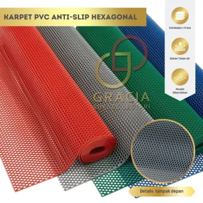 Keset Karpet Anti Slip Kamar Mandi Karpet Wudhu Masjid Hexagon 50x120
