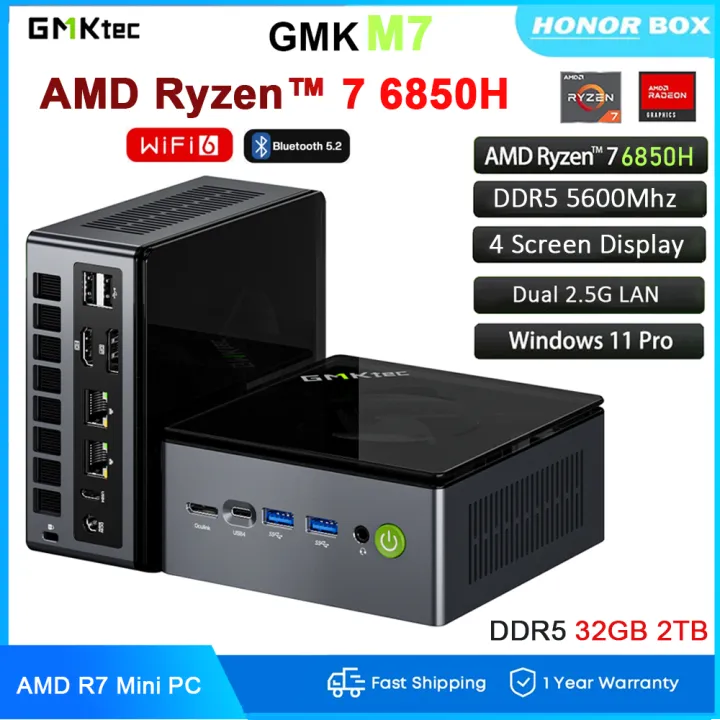 GMKtec M7 Ryzen 7 Pro 6850H Mini PC Windows 11 DDR5 32GB Pcie 3.0 512GB ...