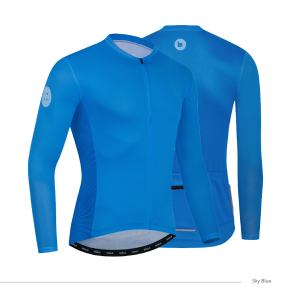Bizkut Basics Cycling Long Sleeve Jersey Men Women Comfort Fit Breathable UV Protection 4 Pockets L1