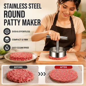 JMY Stainless Steel Round Burger Press Meat Patty Press Nonstick Hamburger Patty Maker Easy Clean BBQ Kitchen Tool
