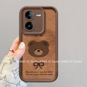 Bán nóng Ốp Lưng VIVO IQOO Z9X Z9 Z7X Z7 12 11 IQOOZ9X 5G mới dễ thương xu hướng sáng tạo thời trang màu nâu dây nơ gấu bao gồm tất cả vỏ với dây buộc búp bê 3d 2024