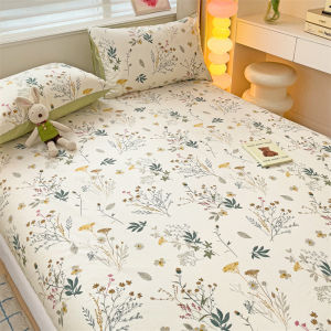 Abraca Dabra Flower style 100% Cotton Fitted Bedsheet With Rubber height 25cm Single /Super SIngle / Queen / King Size Bedsheet Pillow case