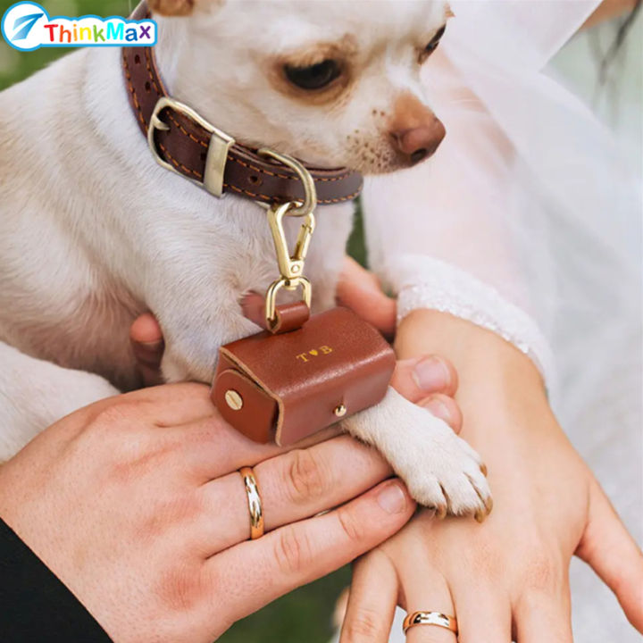 Wedding Ring Bearer Pouch For Dog Collar Leather Wedding Ring