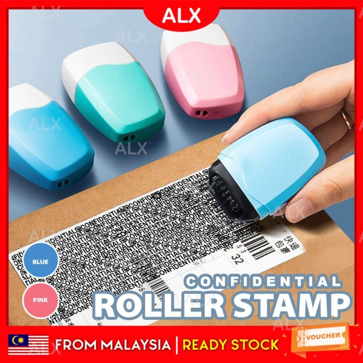 ALX Seal Roller Stamp Portable Refillable Ink Confidential Chop Privacy ...