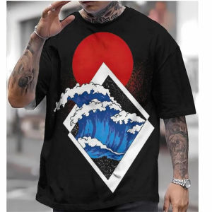 Japan Mens T Shirt Japanese Style Ukiyo E Graphic Short Sleeve O-neck T Shirts Streetwear Cool 3D Print Mount Fuji Tee Top h260528