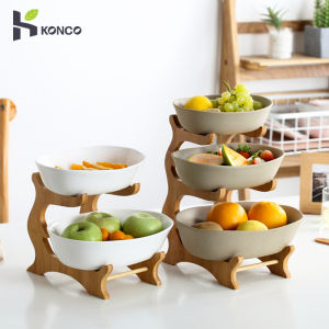 Konco Snack Plate Creative Modern Dried Fruit Fruit Basket Ceramic Candy Dish Living Room Home Multi-layer Fruit Plate Tableware
