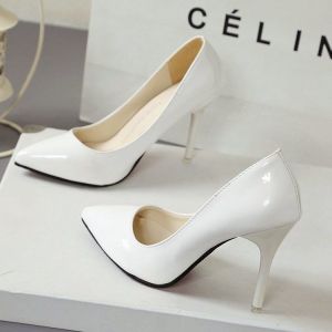 [Free Shipping] Ultra-High Stiletto High-Heeled Shoes For Women Patent Leather New Spring Model Shiny Pointed Leather Shoes Solid Color Casual Shoes