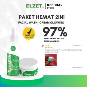 Elzet Skincare BPOM Paket 2in1 Sabun Facial Wash Cream Glowing Krim Pemutih Kulit Wajah Kusam Beruntusan