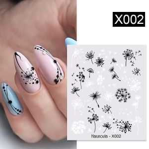 🔥Ready Stock🔥 Harunouta Abstract Lady Face Nail Water Decals Black Leaf Nail Art Decor Paper Gel Polish Stickers foil美甲艺术装饰凝胶贴纸