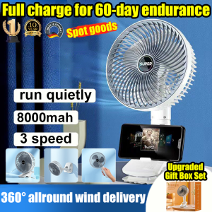 Kipas Mudah Alih MiniKipas 7 inch Mini Portable Fan 8000mah USB TYPE C Table Fan powerful Desktop Fan Handheld fan Clip fan Hanging fan Rechargeable Strong Wind kipas multifunctional camping desk fan outdoor fan viral sejuk kipas angin duduk kuat 风扇小型 小风扇
