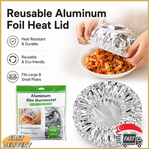 [SG Ready Stock] Aluminum Foil Food Cover Insulation Cover Elastic Food Insulation Cover Heat Retention Dust Bowl Lid