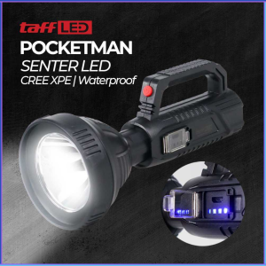 PENGIRIMAN CEPAT TaffLED Pocketman Senter LED Waterproof USB Recharge Cree XPE LH A08 / senter terang jarak jauh led zoom 9000 lumens tahan lama 24 jam buat berburu malam camping jombo cas anti air super besar baterai