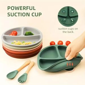 NOBLEE BPA Free Baby Sucker Plate Suction Design Silicone Material Silicone Dining Plate Feeding Bowls Children Dishes Baby Dining