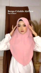 Kerudung crinkle pad airflow premium size m / hijab crinkle oval pet terbaru