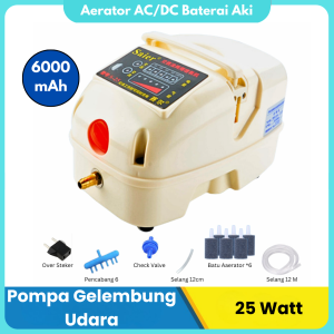 Pompa Aerator Akuarium Ikan AC DC Pompa Gelembung Udara AC/DC 35 Watt Pompa Blower Baterai Portabel